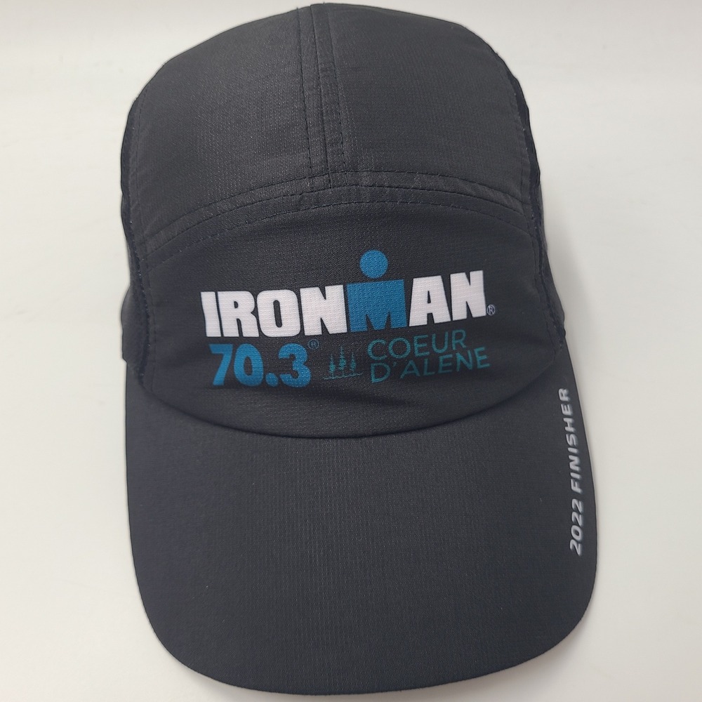 Boco Gear Hat Strapback 5 Panel Black Blue Ironman 70.3 Coeur d'Alene 2022 Run